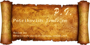 Petrikovich Izméne névjegykártya